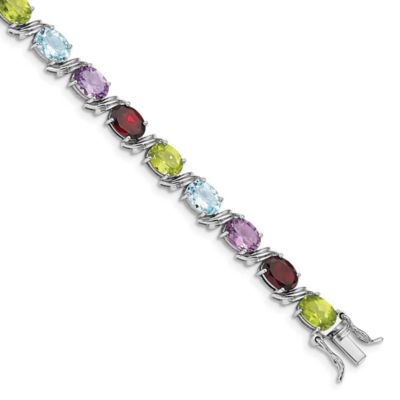 Belk & Co 3.5 ct. t.w. Amethyst, 3.2 ct. t.w. Swiss Blue Topaz, 4.25 ct. t.w. Garnet and 3.6 ct. t.w. Peridot Oval Multi-gemstone Bracelet in