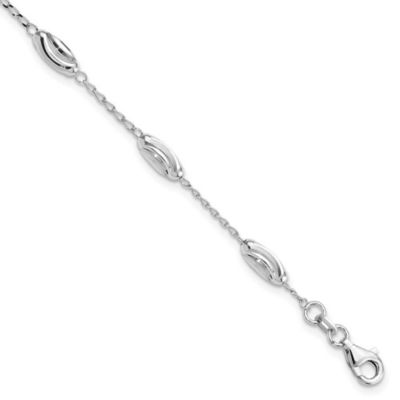 Belk & Co Sterling Silver Rhodium-plated Diamond-cut Oval Beads Bracelet