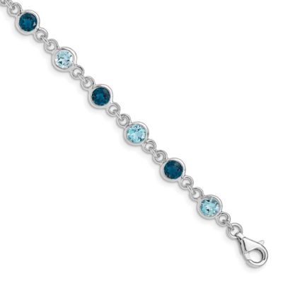 Belk & Co 3.6 ct. t.w. London and Light Swiss Blue Topaz Bracelet in Rhodium-plated Sterling Silver, 8 in