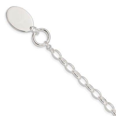 Belk & Co Sterling Silver Rhodium-plated Fancy Oval Disc Bracelet, White, 7 in
