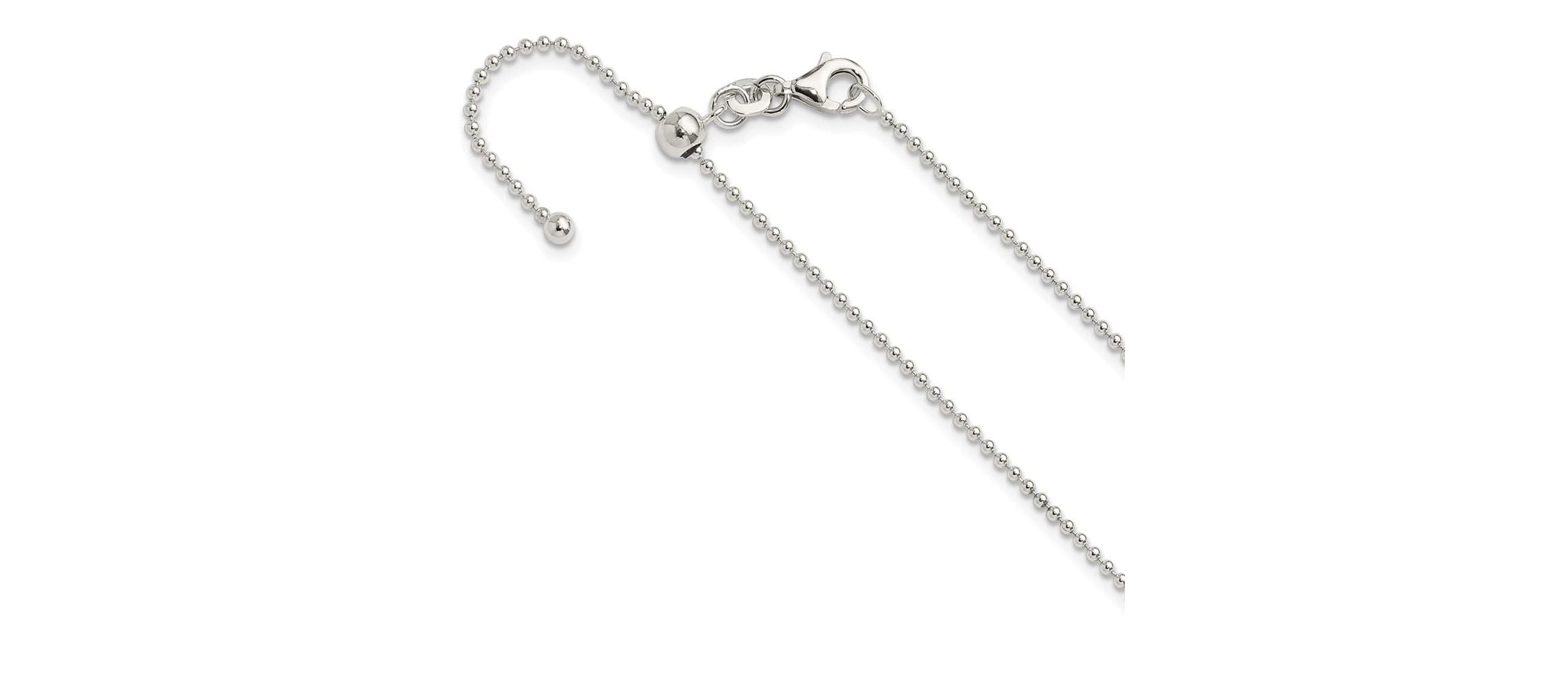 Sterling Silver Polished Beaded Adjustable Necklace