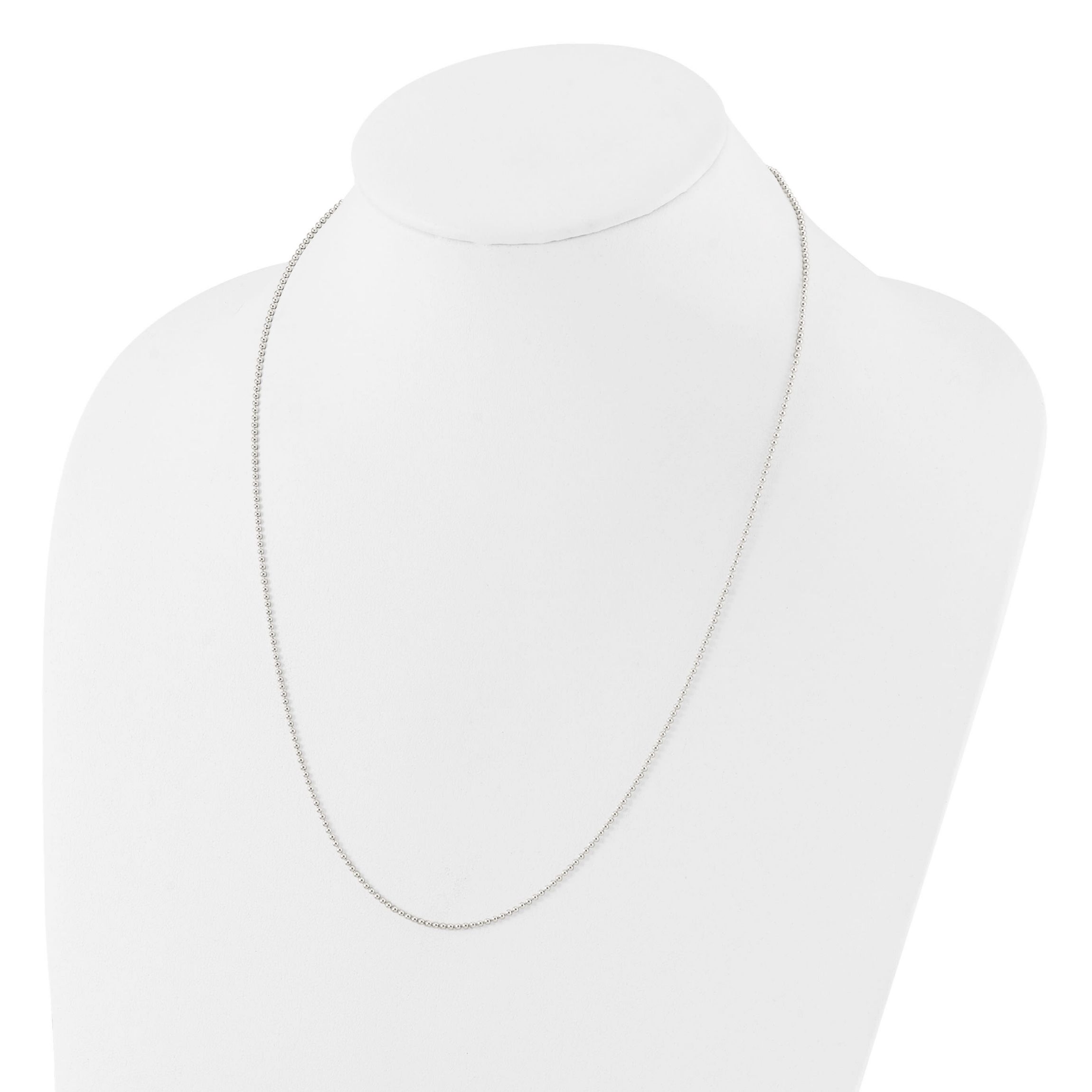 Sterling Silver Polished Beaded Adjustable Necklace