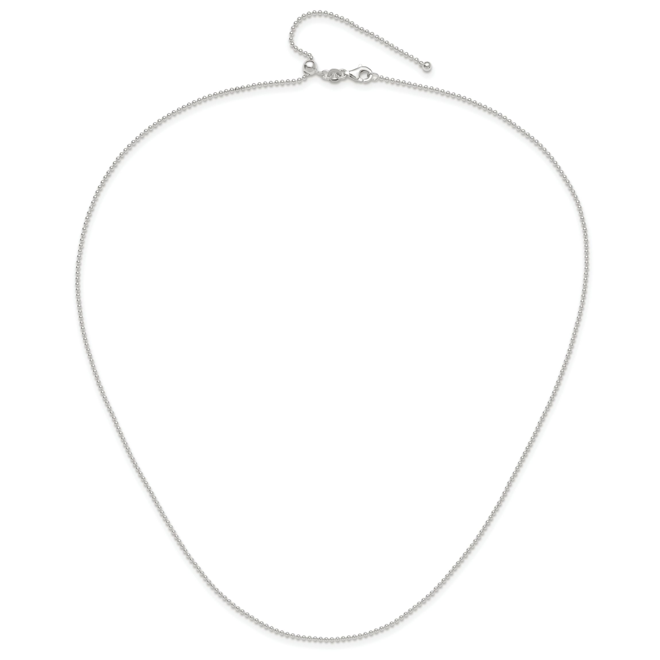 Sterling Silver Polished Beaded Adjustable Necklace