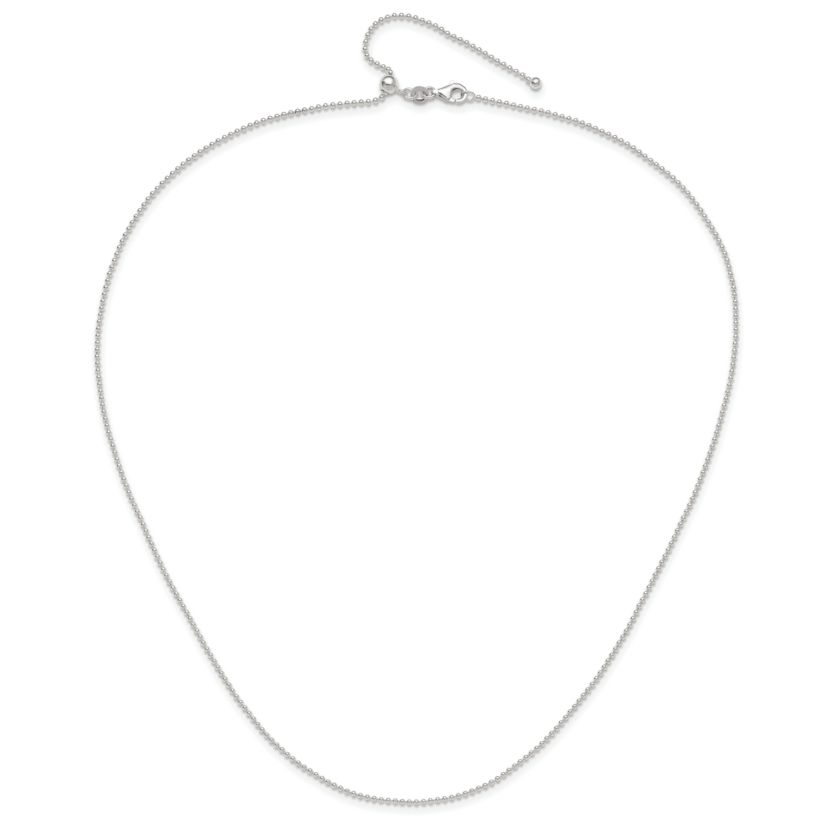 Sterling Silver Polished Beaded Adjustable Necklace