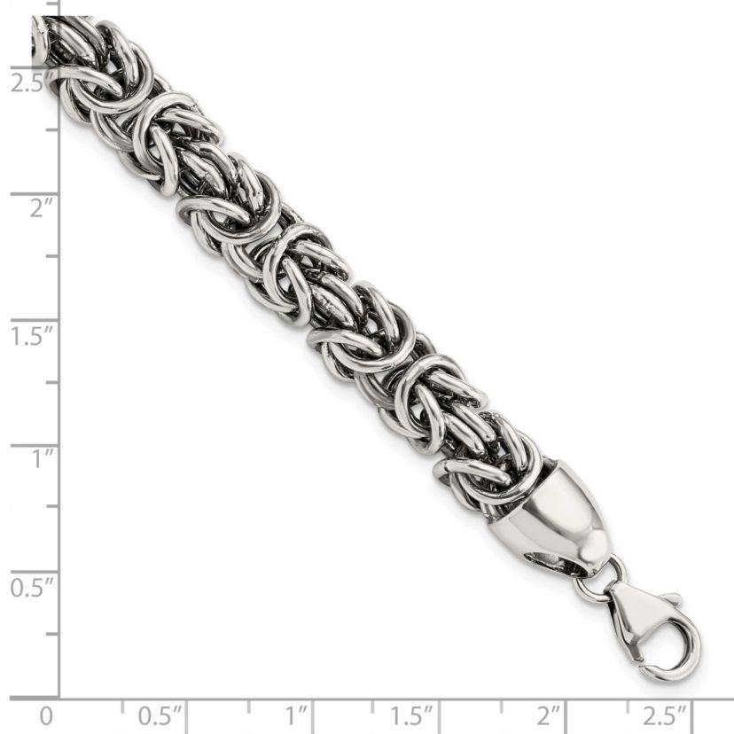 Sterling Silver Polished and Antiqued 8.5-inch Byzantine Bracelet