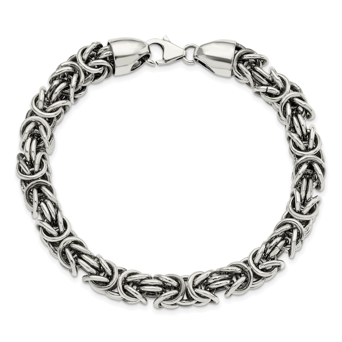 Sterling Silver Polished and Antiqued 8.5-inch Byzantine Bracelet
