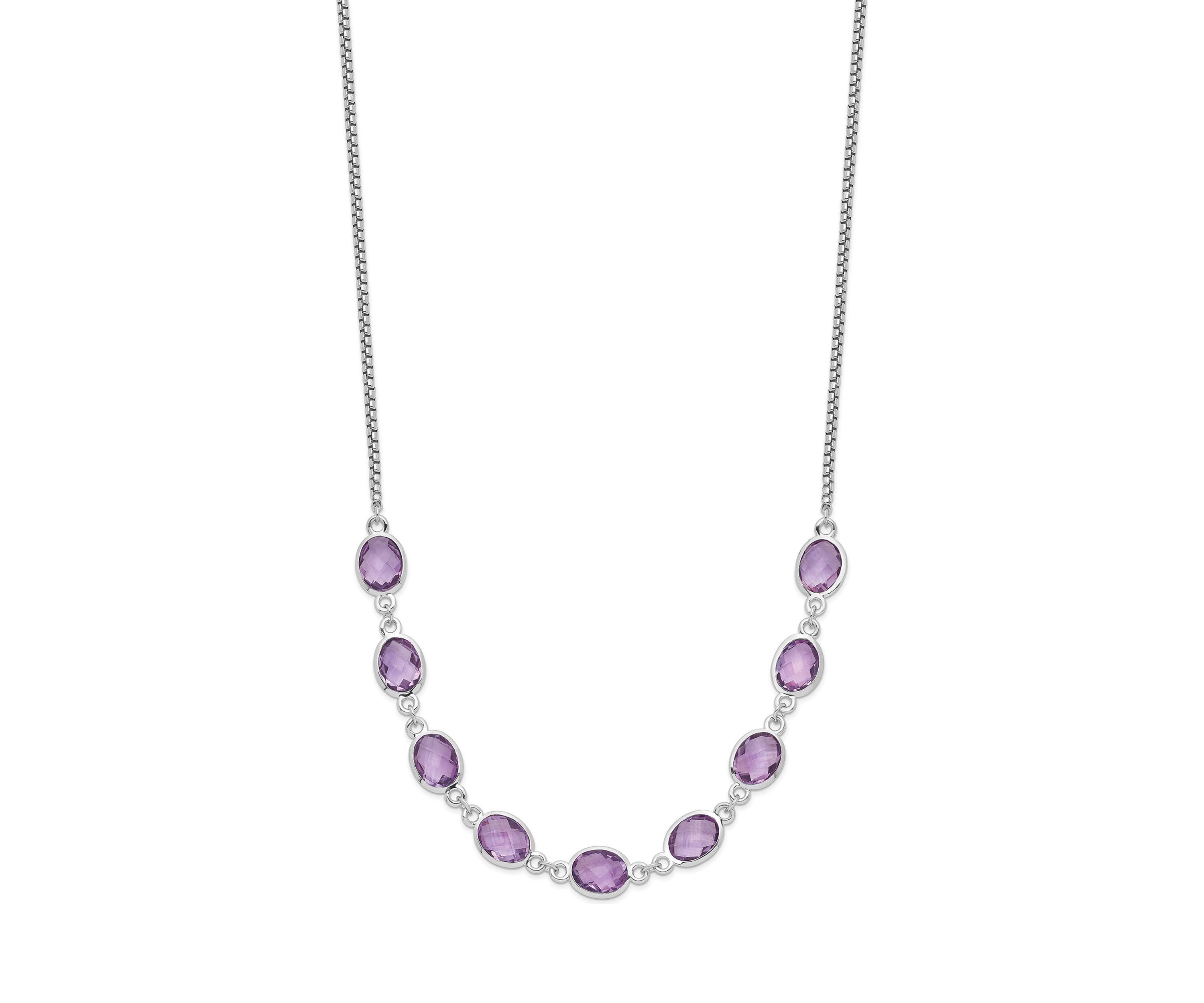 13.5 ct. t.w Amethyst with 2-Inch Extension Necklace in Rhodium-Plated Sterling Silver