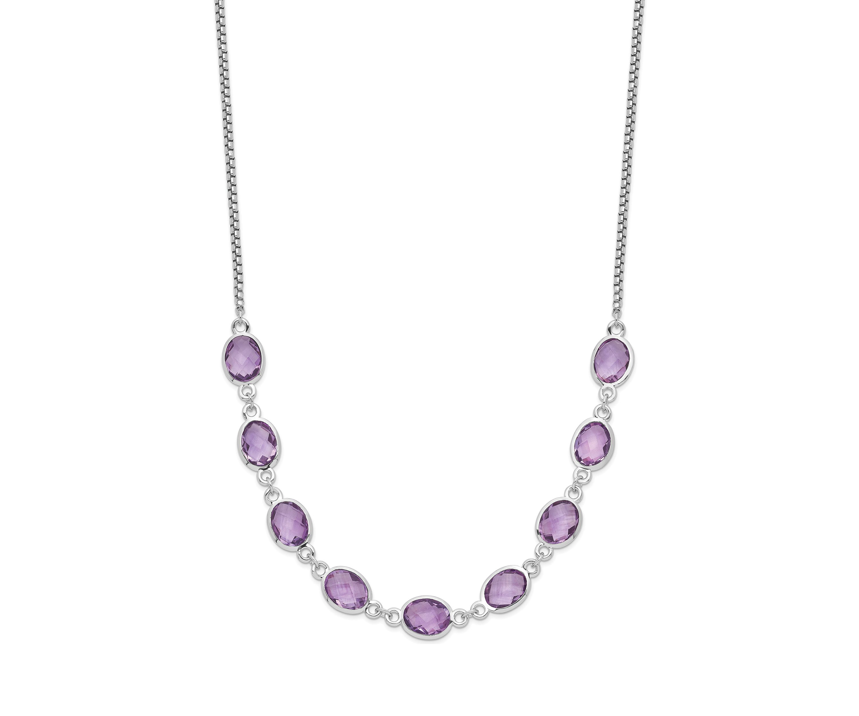 13.5 ct. t.w Amethyst with 2-Inch Extension Necklace in Rhodium-Plated Sterling Silver