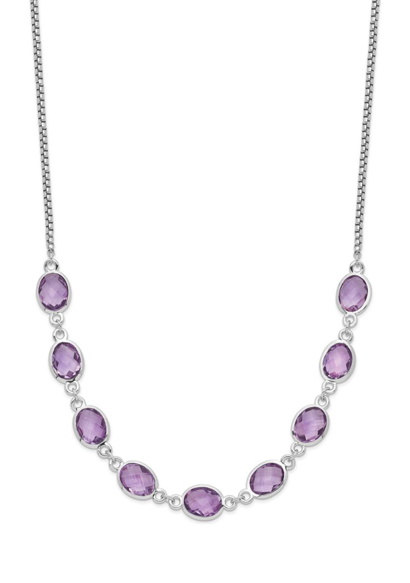 13.5 ct. t.w Amethyst with 2-Inch Extension Necklace in Rhodium-Plated Sterling Silver