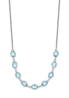 Belk & Co 14.1 ct. t.w. Swiss Blue Topaz with 2-Inch Extension Necklace in Rhodium-Plated Sterling Silver, 17 in
