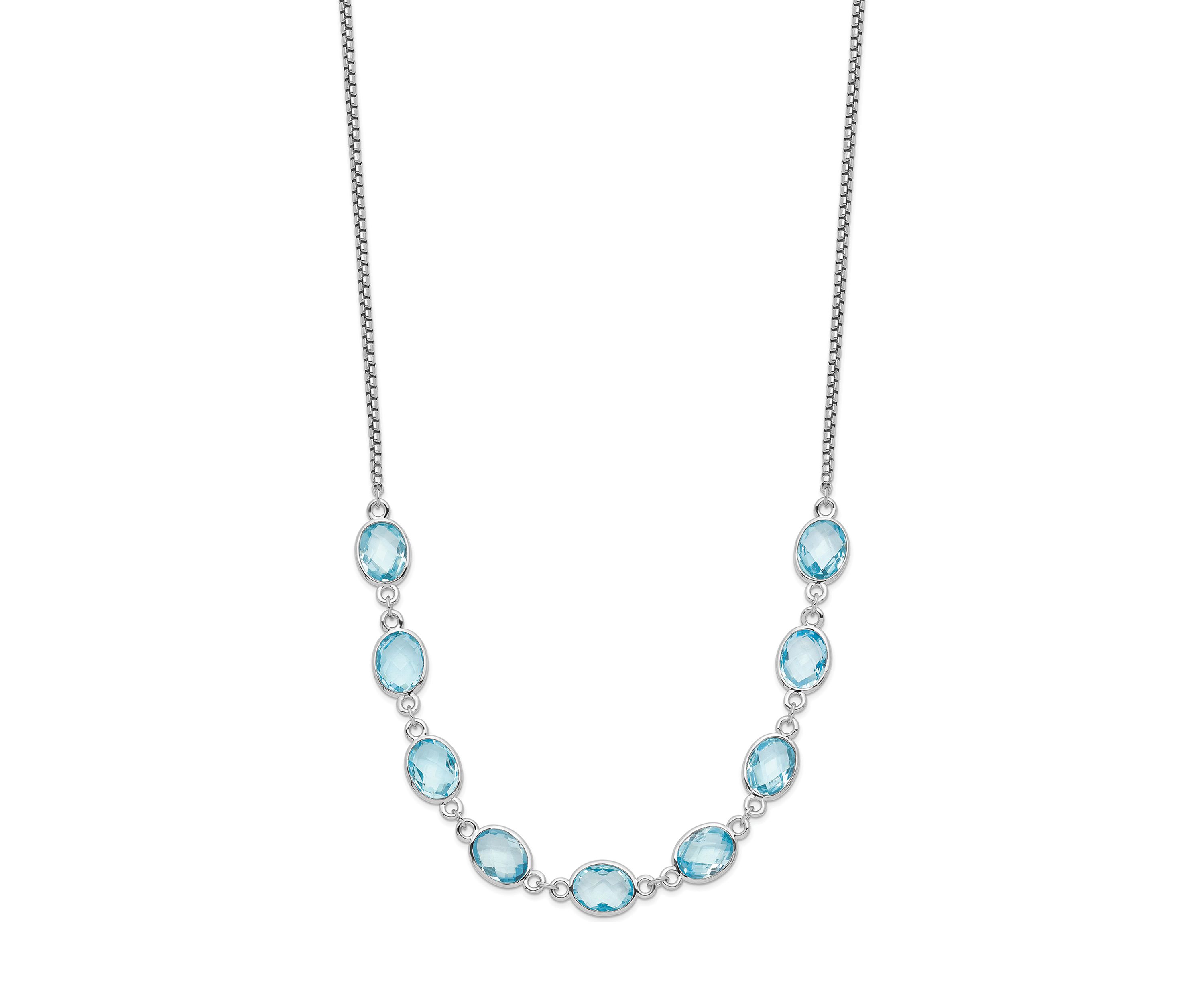 14.1 ct. t.w. Swiss Blue Topaz with 2-Inch Extension Necklace in Rhodium-Plated Sterling Silver