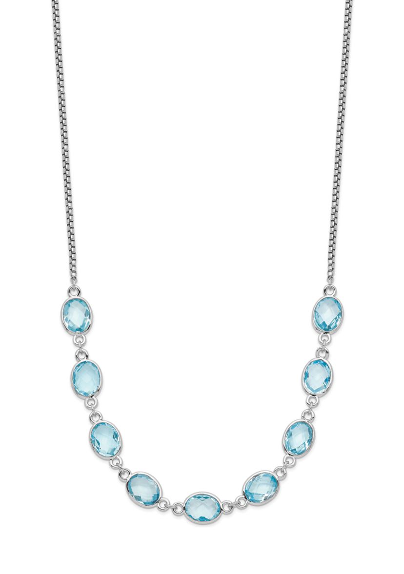 14.1 ct. t.w. Swiss Blue Topaz with 2-Inch Extension Necklace in Rhodium-Plated Sterling Silver