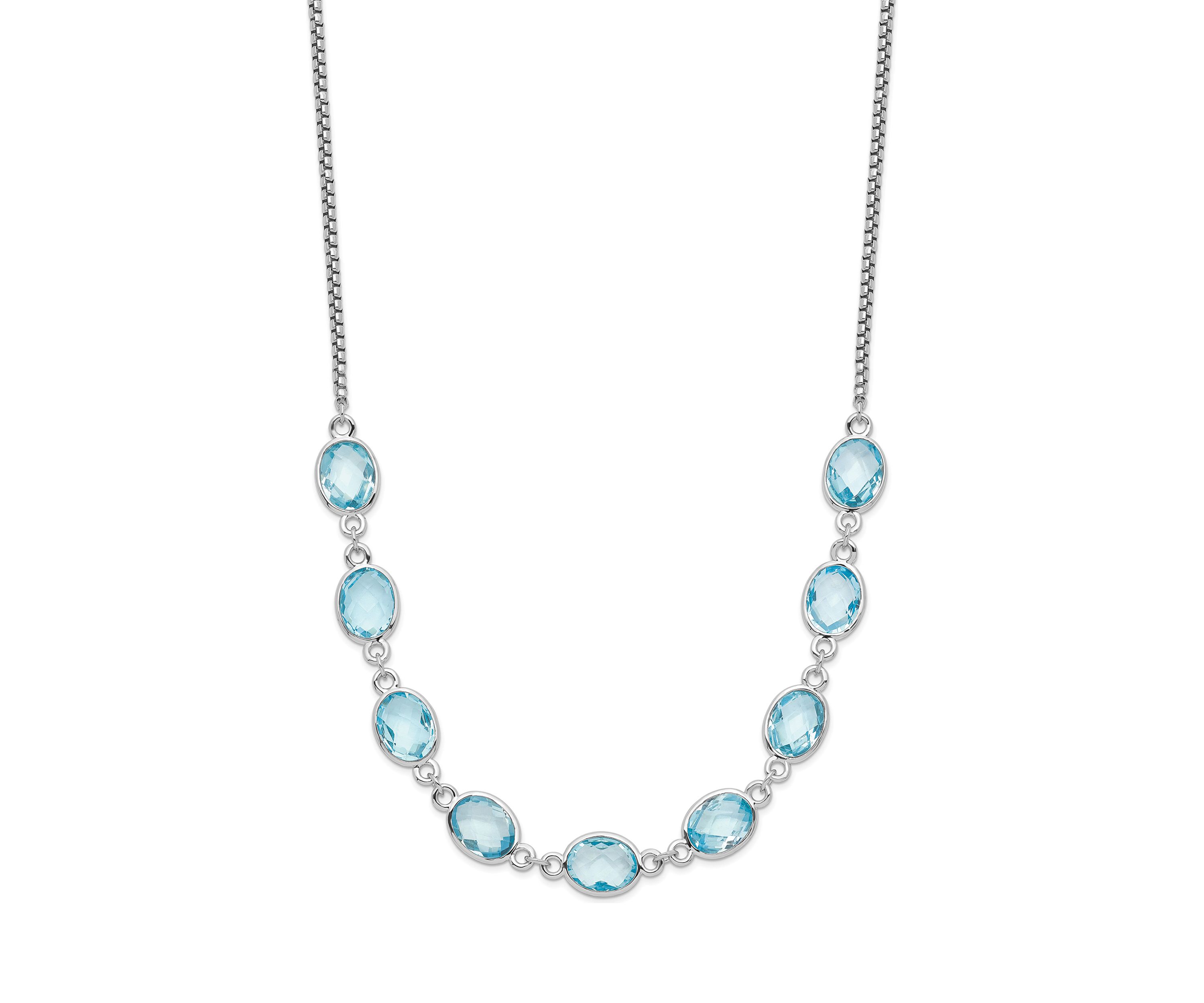 14.1 ct. t.w. Swiss Blue Topaz with 2-Inch Extension Necklace in Rhodium-Plated Sterling Silver