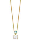 1.95 ct. t.w. Swiss Blue Topaz and Mother of Pearl with 2-Inch Extension in Gold-Plated Sterling Silver