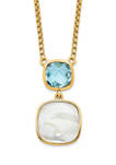 1.95 ct. t.w. Swiss Blue Topaz and Mother of Pearl with 2-Inch Extension in Gold-Plated Sterling Silver