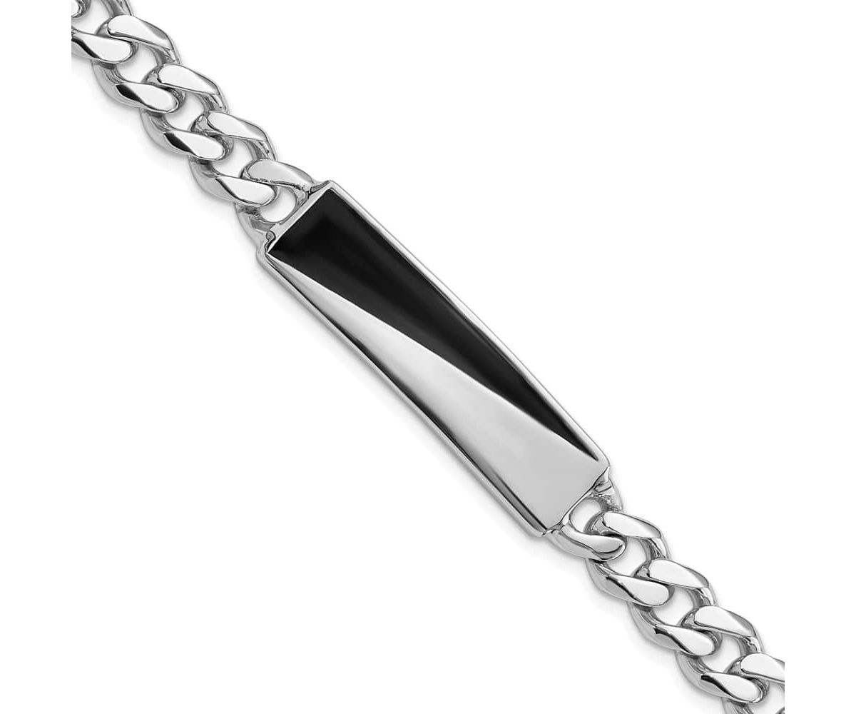 Sterling Silver Rhodium-plated Enameled Bar Mens 8-inch Bracelet