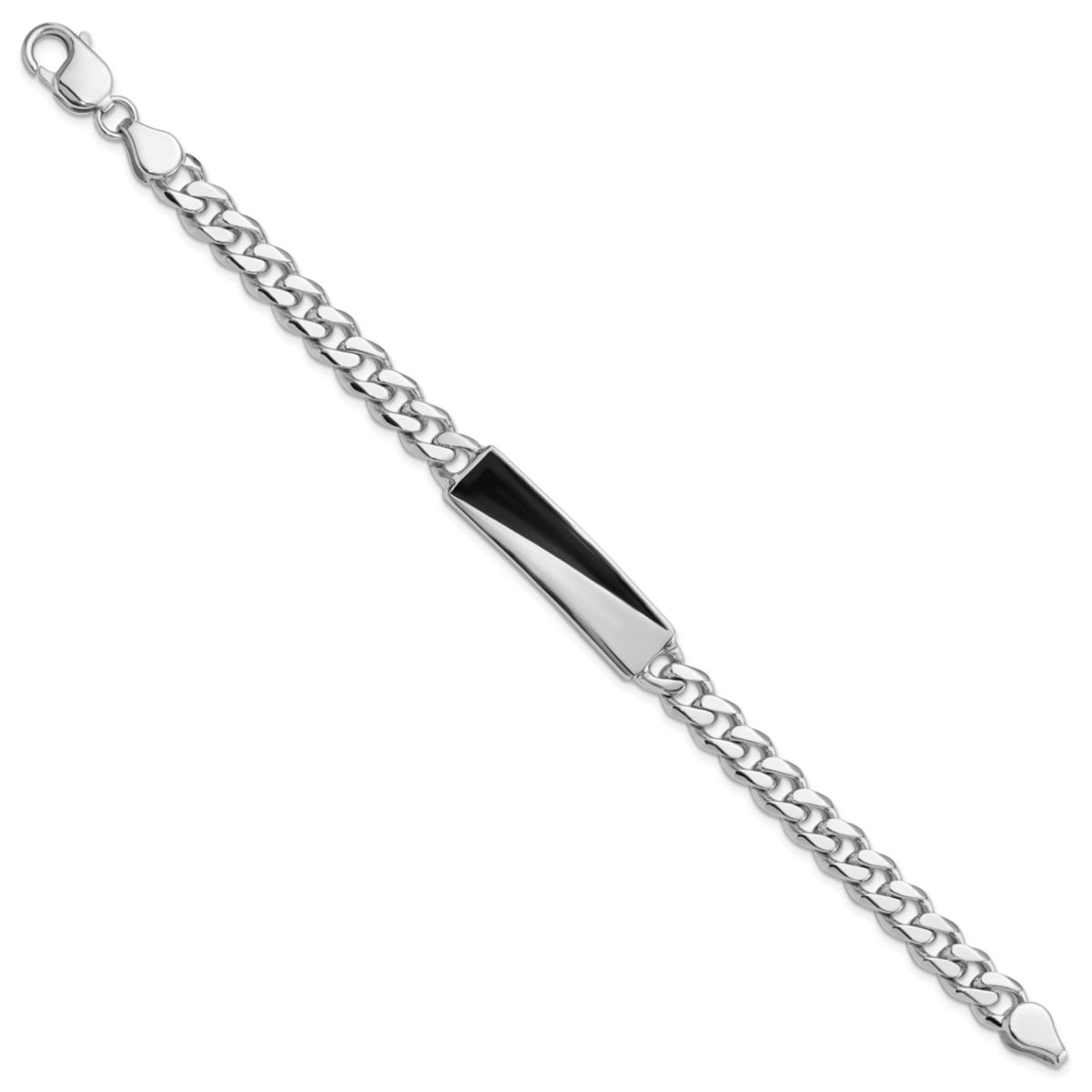 Sterling Silver Rhodium-plated Enameled Bar Mens 8-inch Bracelet