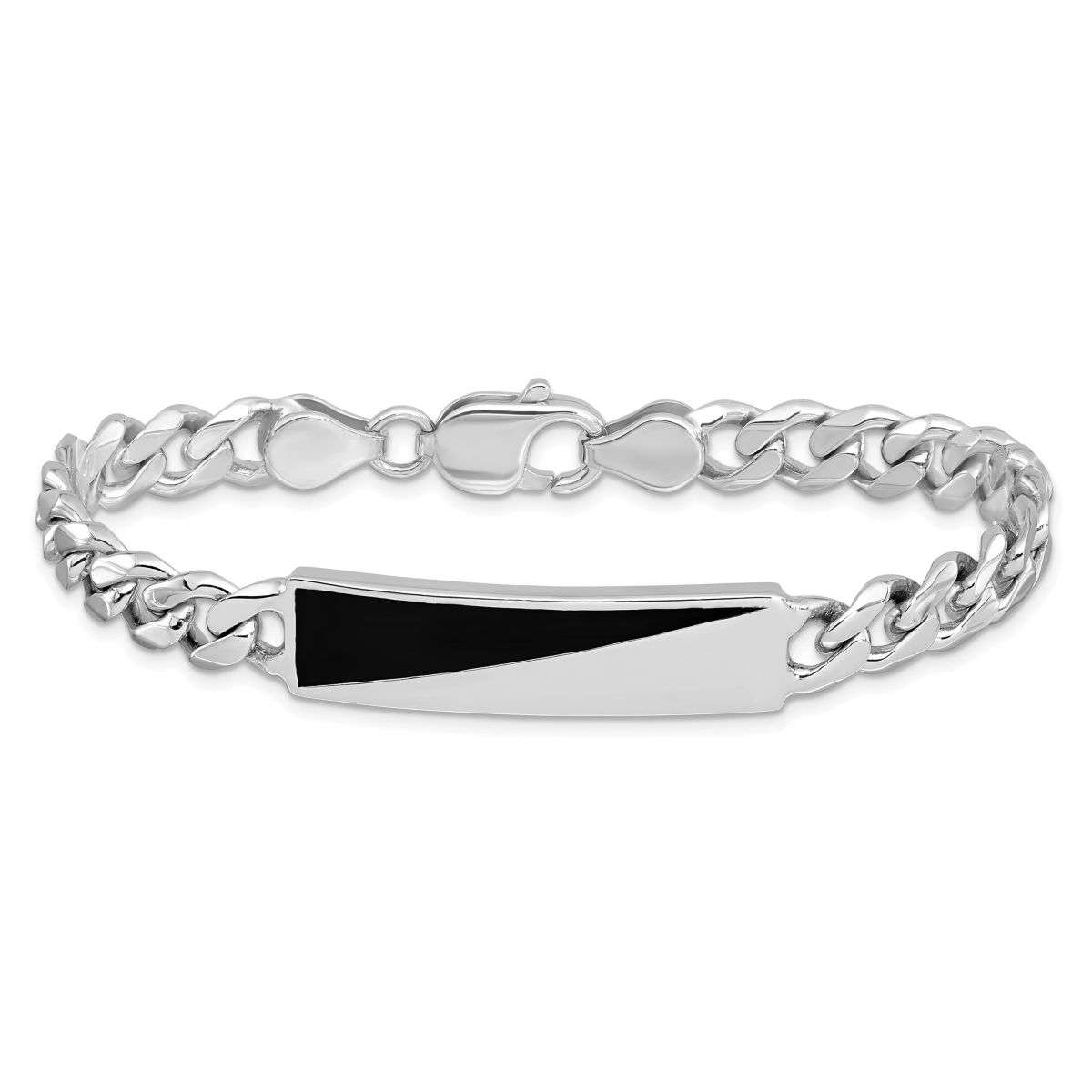 Sterling Silver Rhodium-plated Enameled Bar Mens 8-inch Bracelet