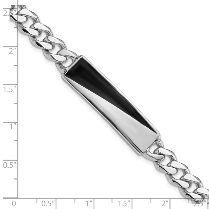 Sterling Silver Rhodium-plated Enameled Bar Mens 8-inch Bracelet