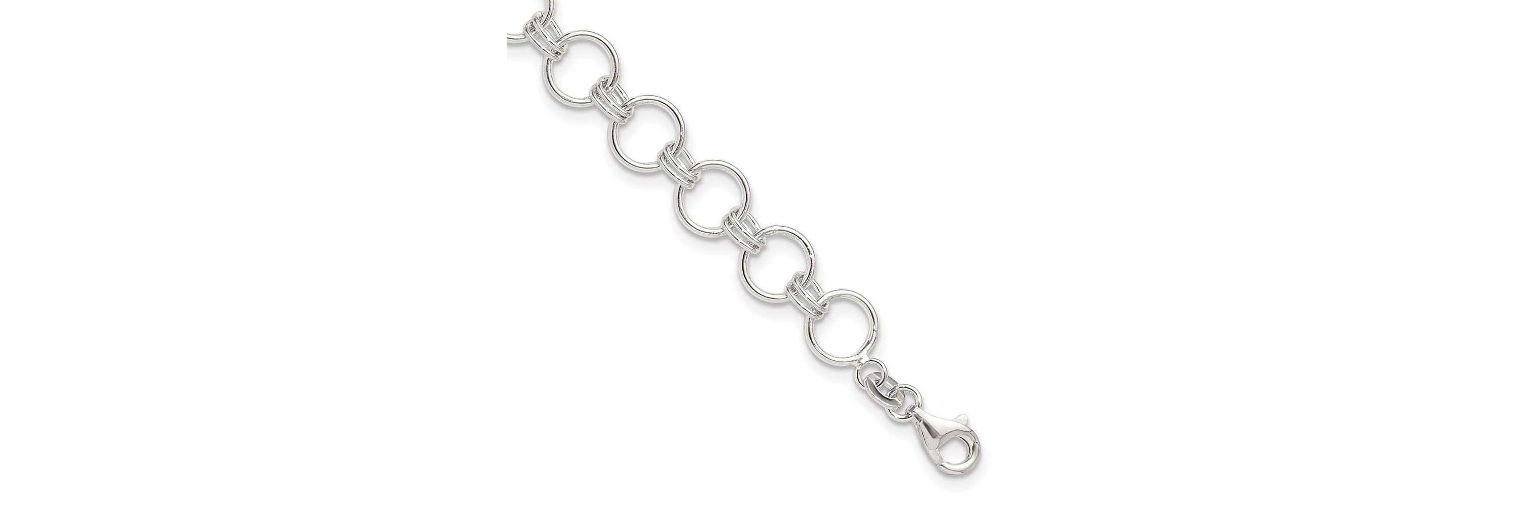 Sterling Silver Polished Circle Link 7.25-inch Bracelet