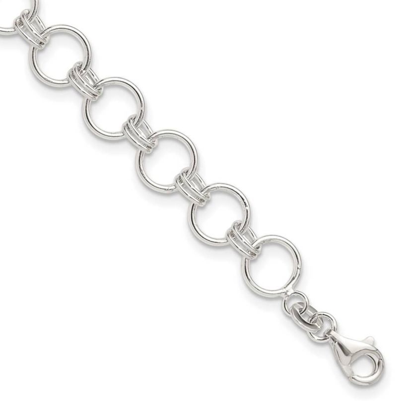 Sterling Silver Polished Circle Link 7.25-inch Bracelet