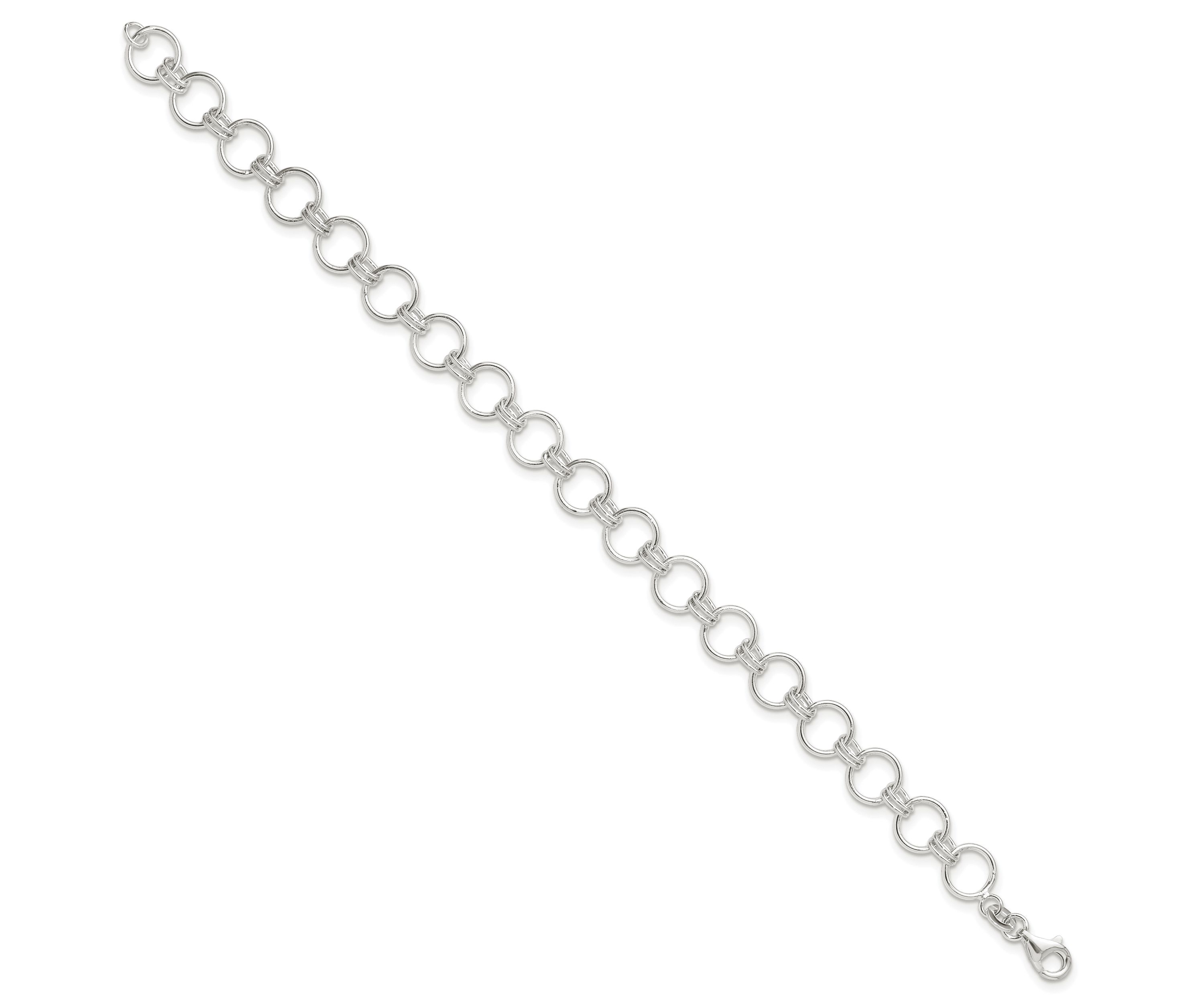 Sterling Silver Polished Circle Link 7.25-inch Bracelet