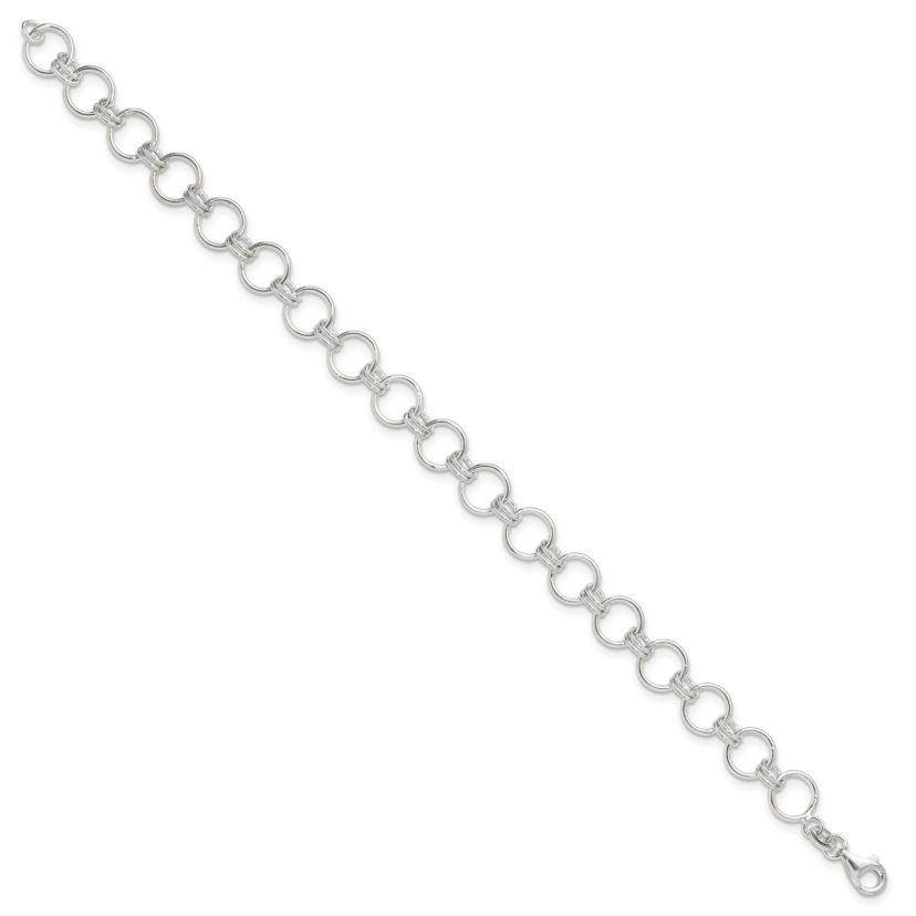 Sterling Silver Polished Circle Link 7.25-inch Bracelet