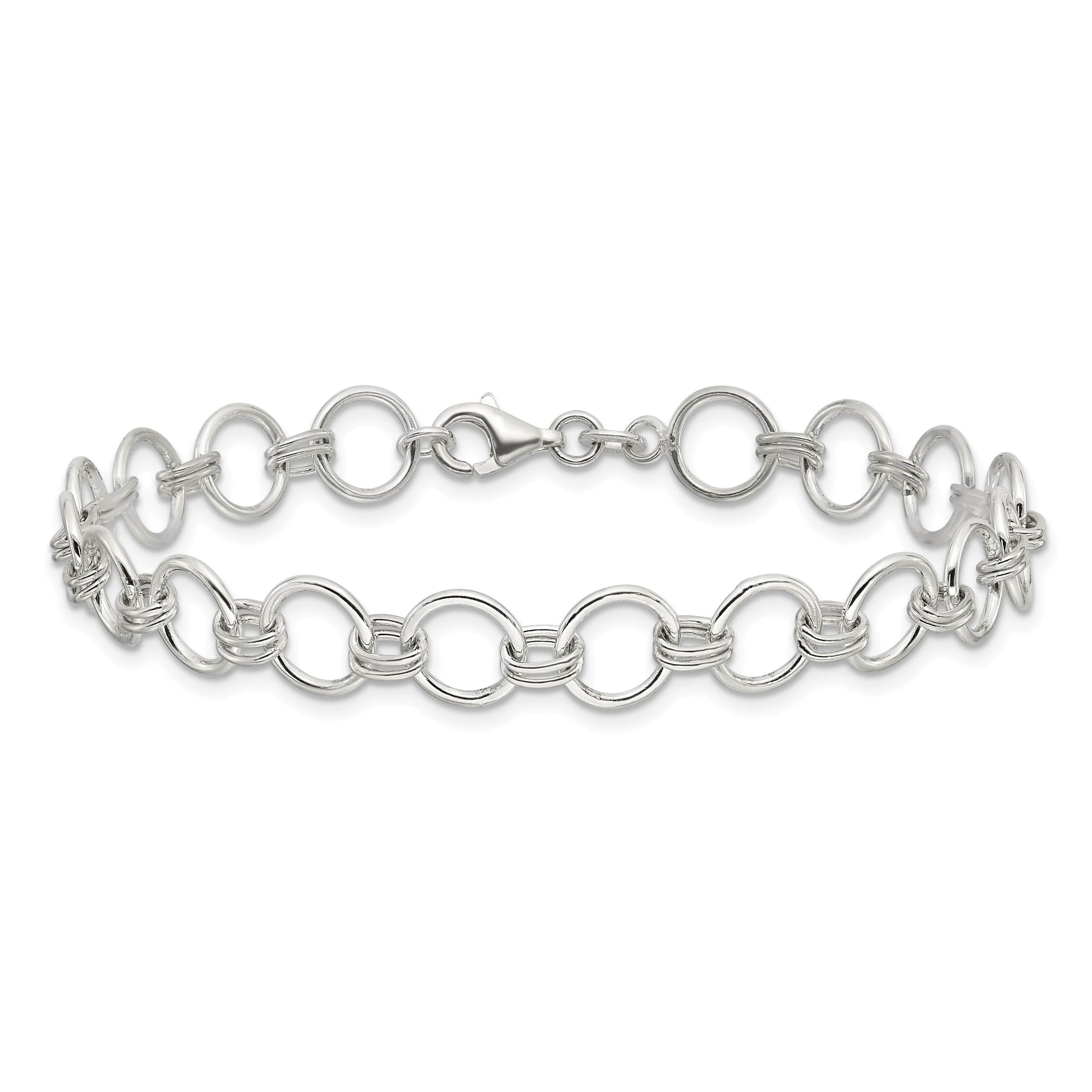 Sterling Silver Polished Circle Link 7.25-inch Bracelet