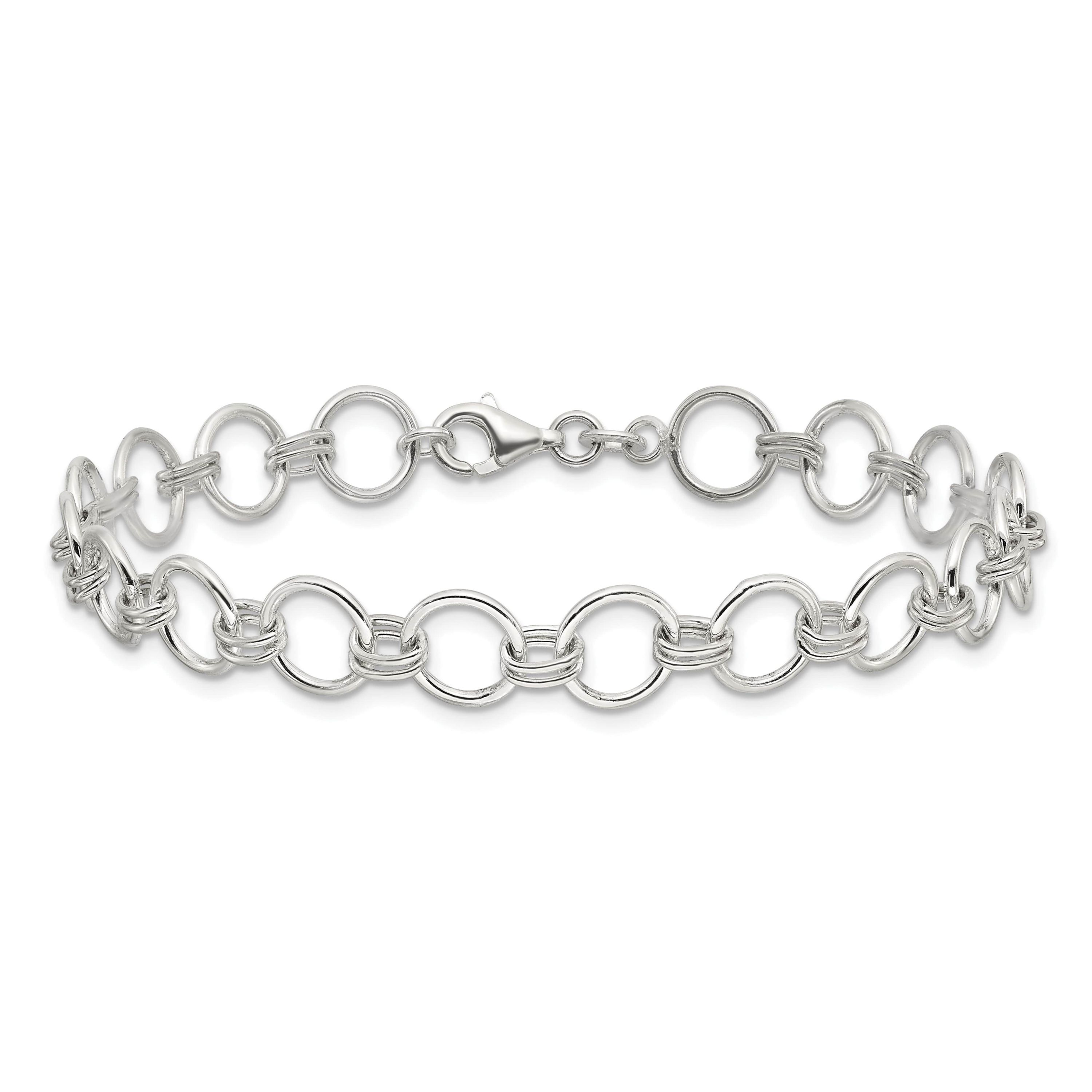 Sterling Silver Polished Circle Link 7.25-inch Bracelet