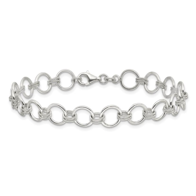 Sterling Silver Polished Circle Link 7.25-inch Bracelet