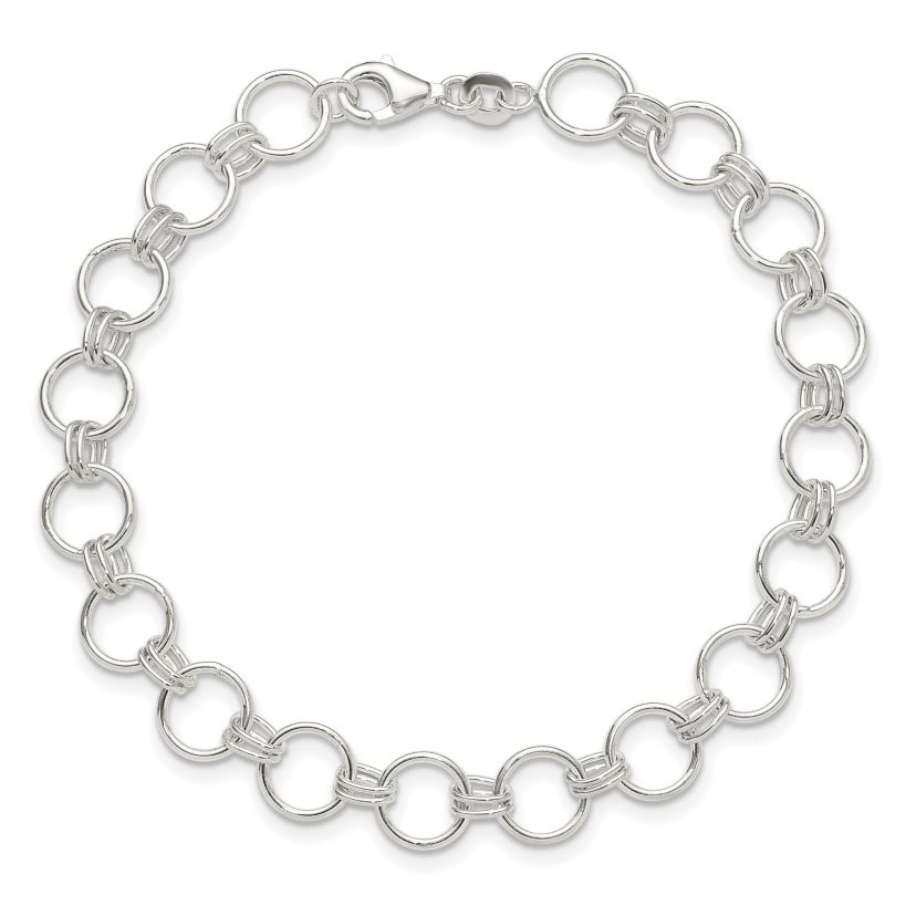 Sterling Silver Polished Circle Link 7.25-inch Bracelet