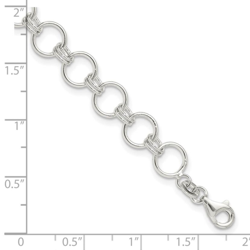 Sterling Silver Polished Circle Link 7.25-inch Bracelet