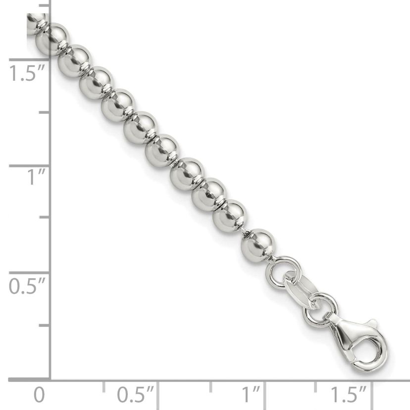 Sterling Silver Rhodium-plated 4mm Beaded 7.5-inch Bracelet