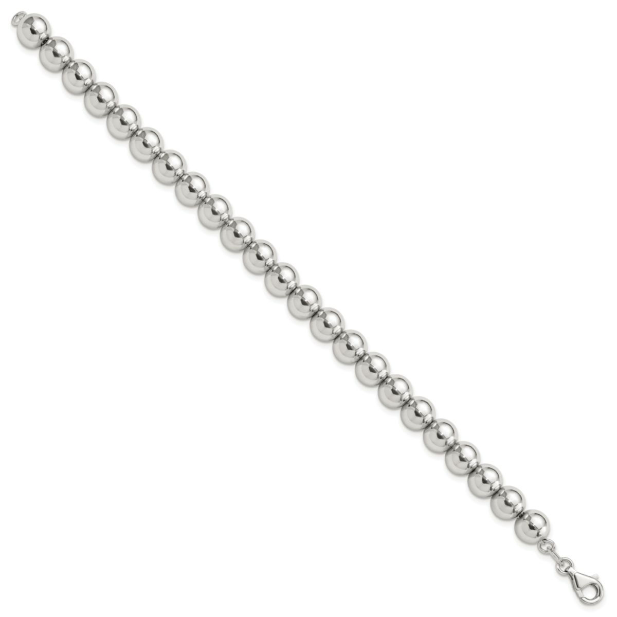 Sterling Silver Rhodium-plated 8mm Beaded 7.5-inch Bracelet