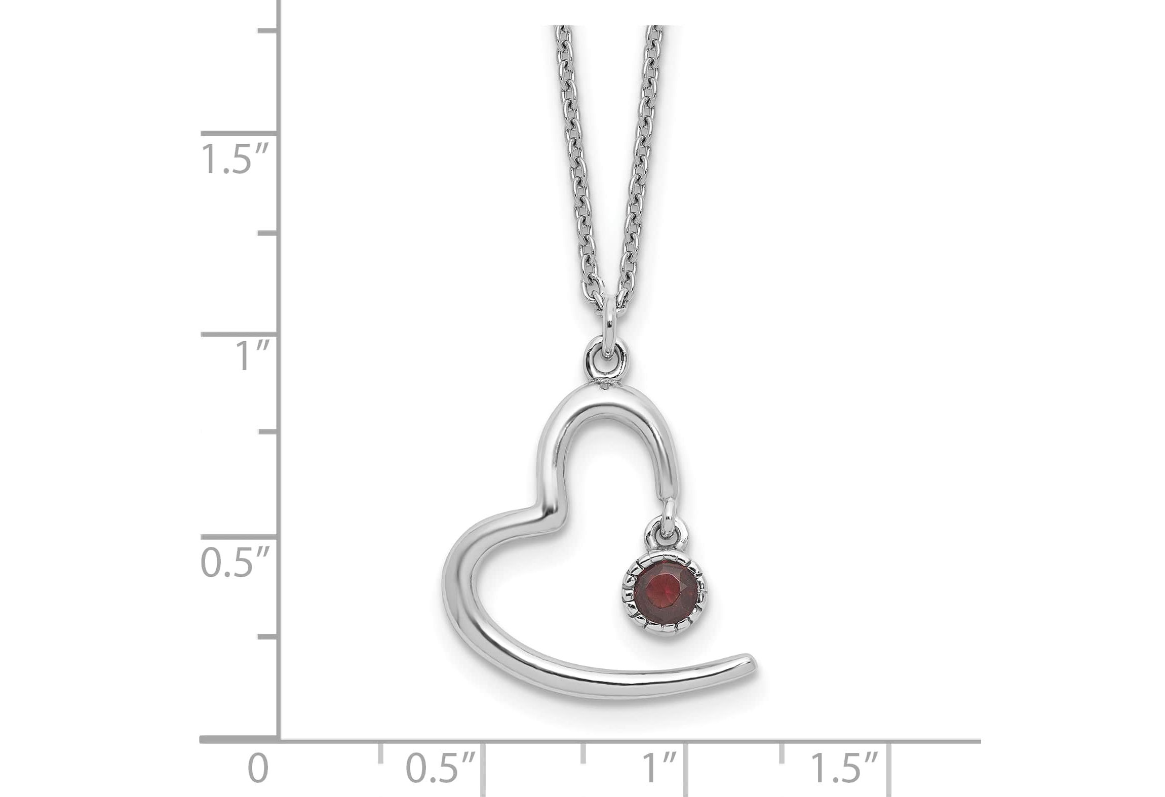0.06 ct. t.w. Garnet Open Heart 16-inch with 2-inch Extension Necklace in Rhodium-plated Sterling Silver