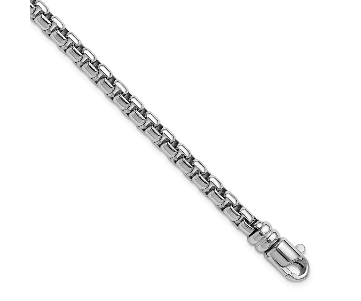 Sterling Silver Rhodium-plated 5.4mm 7.5-inch Venetian Box Chain Bracelet