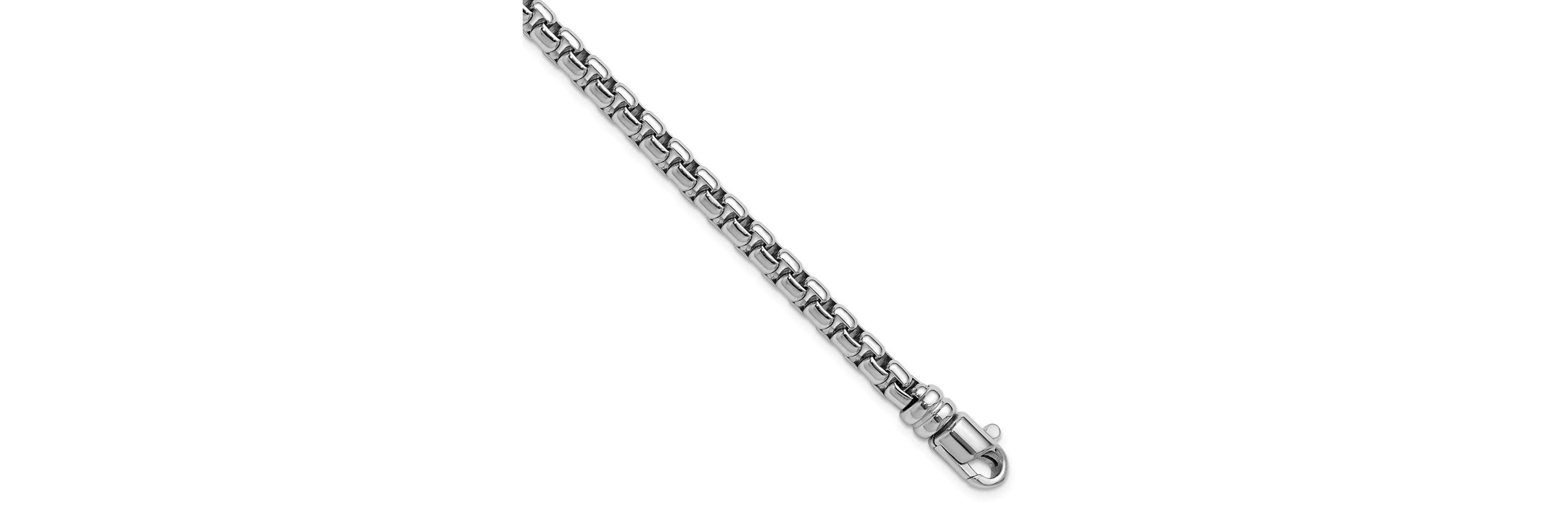 Sterling Silver Rhodium-plated 5.4mm 7.5-inch Venetian Box Chain Bracelet