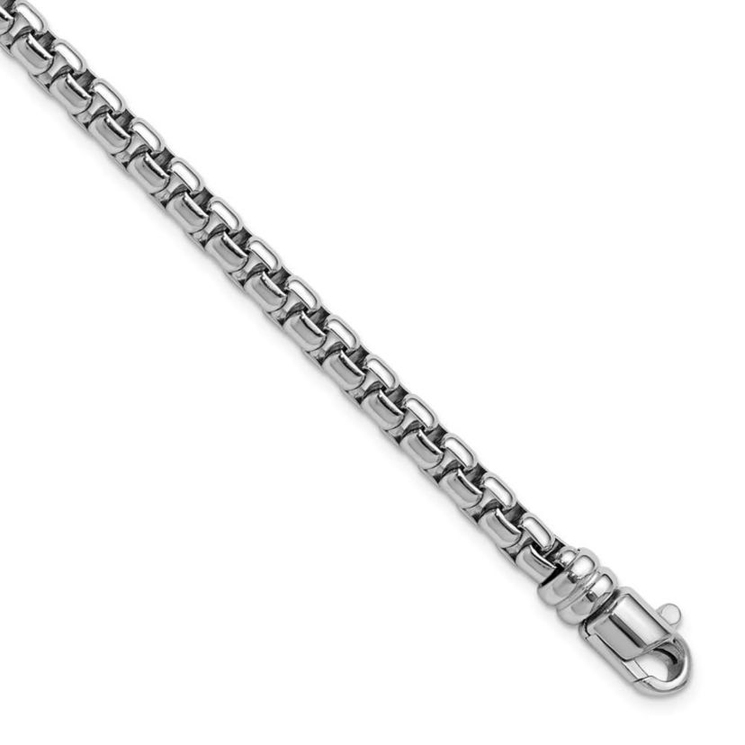 Sterling Silver Rhodium-plated 5.4mm 7.5-inch Venetian Box Chain Bracelet