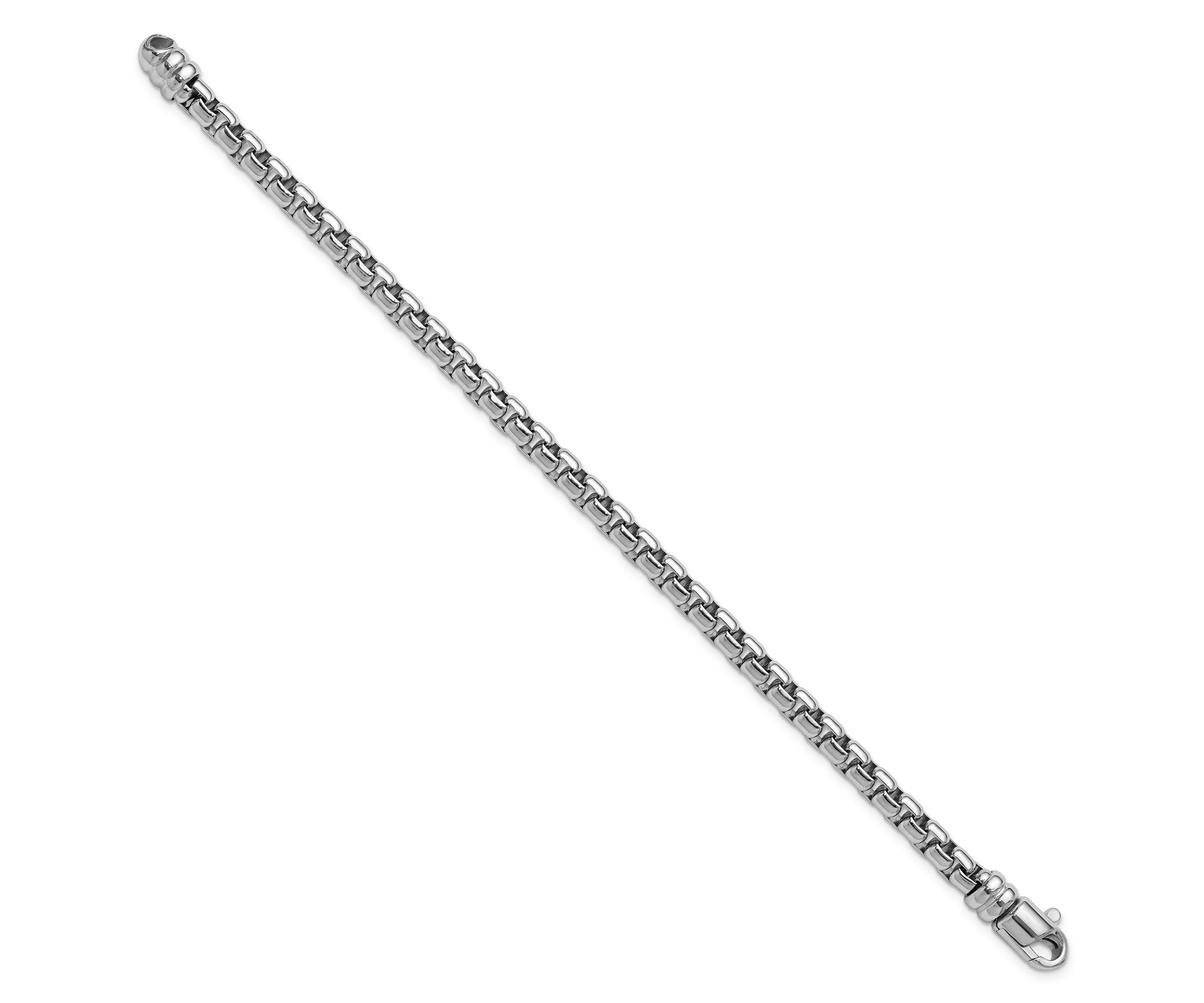 Sterling Silver Rhodium-plated 5.4mm 7.5-inch Venetian Box Chain Bracelet