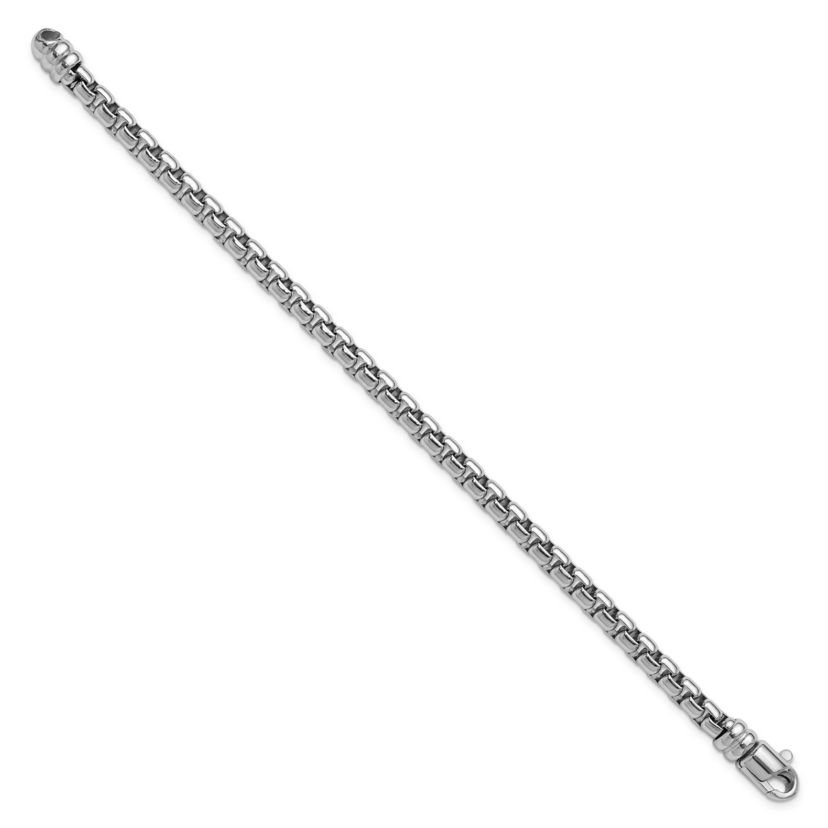 Sterling Silver Rhodium-plated 5.4mm 7.5-inch Venetian Box Chain Bracelet