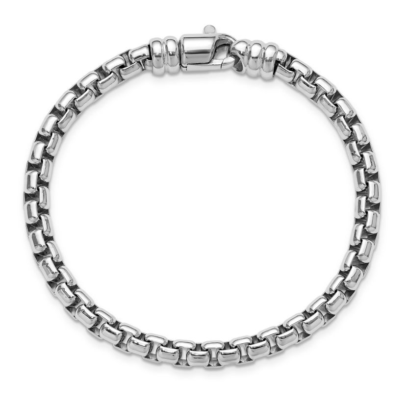 Sterling Silver Rhodium-plated 5.4mm 7.5-inch Venetian Box Chain Bracelet