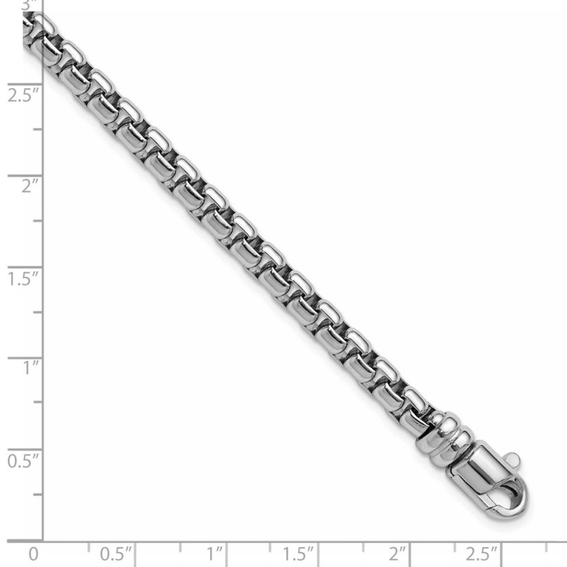 Sterling Silver Rhodium-plated 5.4mm 7.5-inch Venetian Box Chain Bracelet