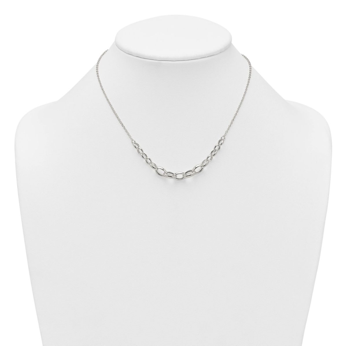 Sterling Silver Polished Graduated Cable 16-inch with 2-inch Extension Necklace