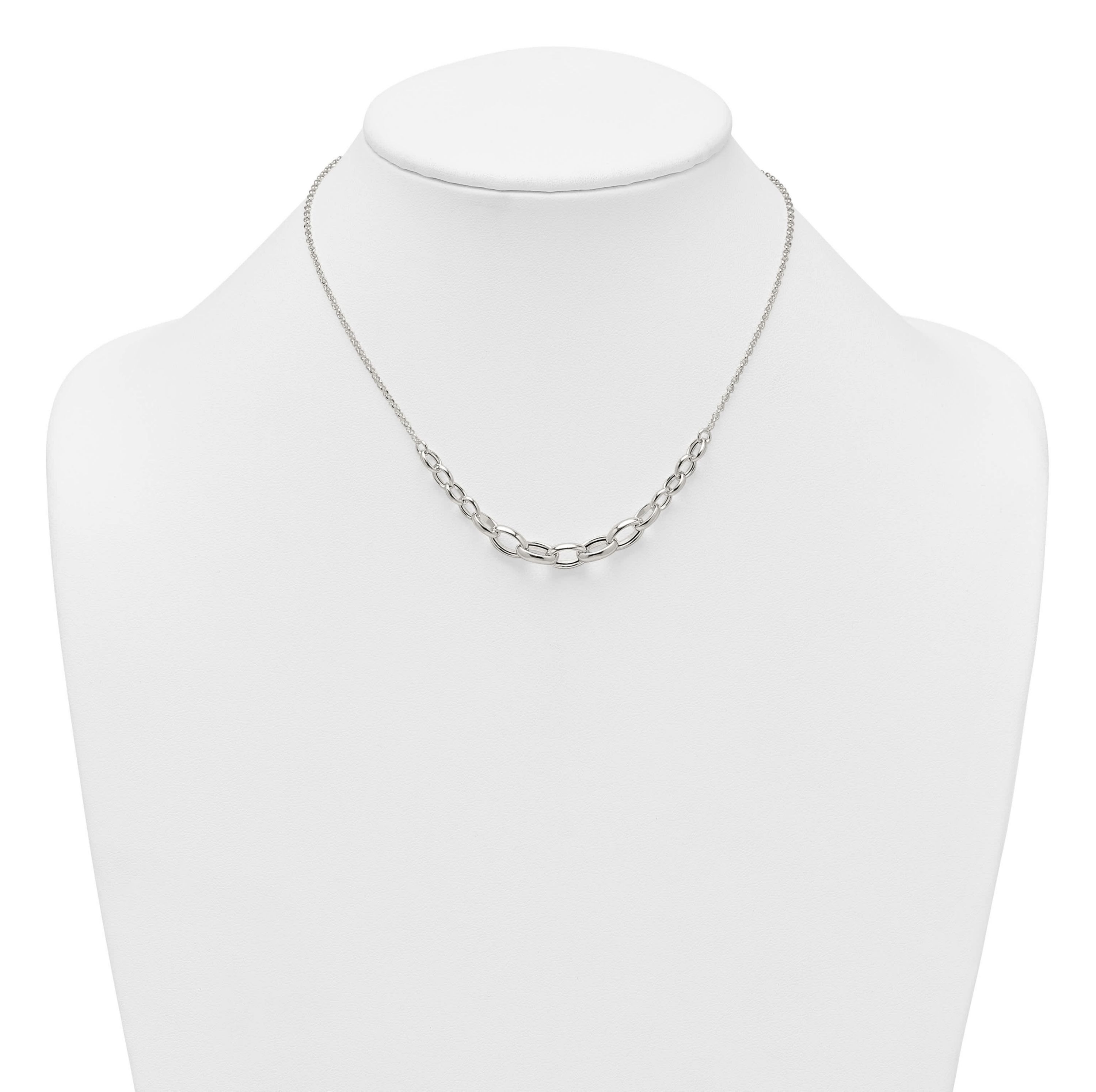 Sterling Silver Polished Graduated Cable 16-inch with 2-inch Extension Necklace