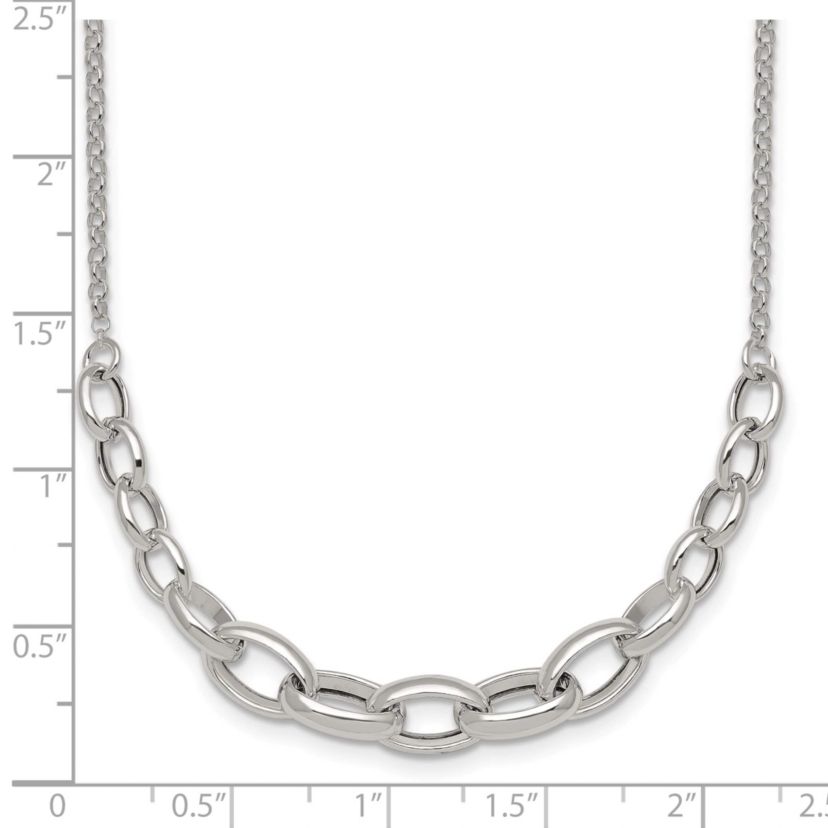 Sterling Silver Polished Graduated Cable 16-inch with 2-inch Extension Necklace