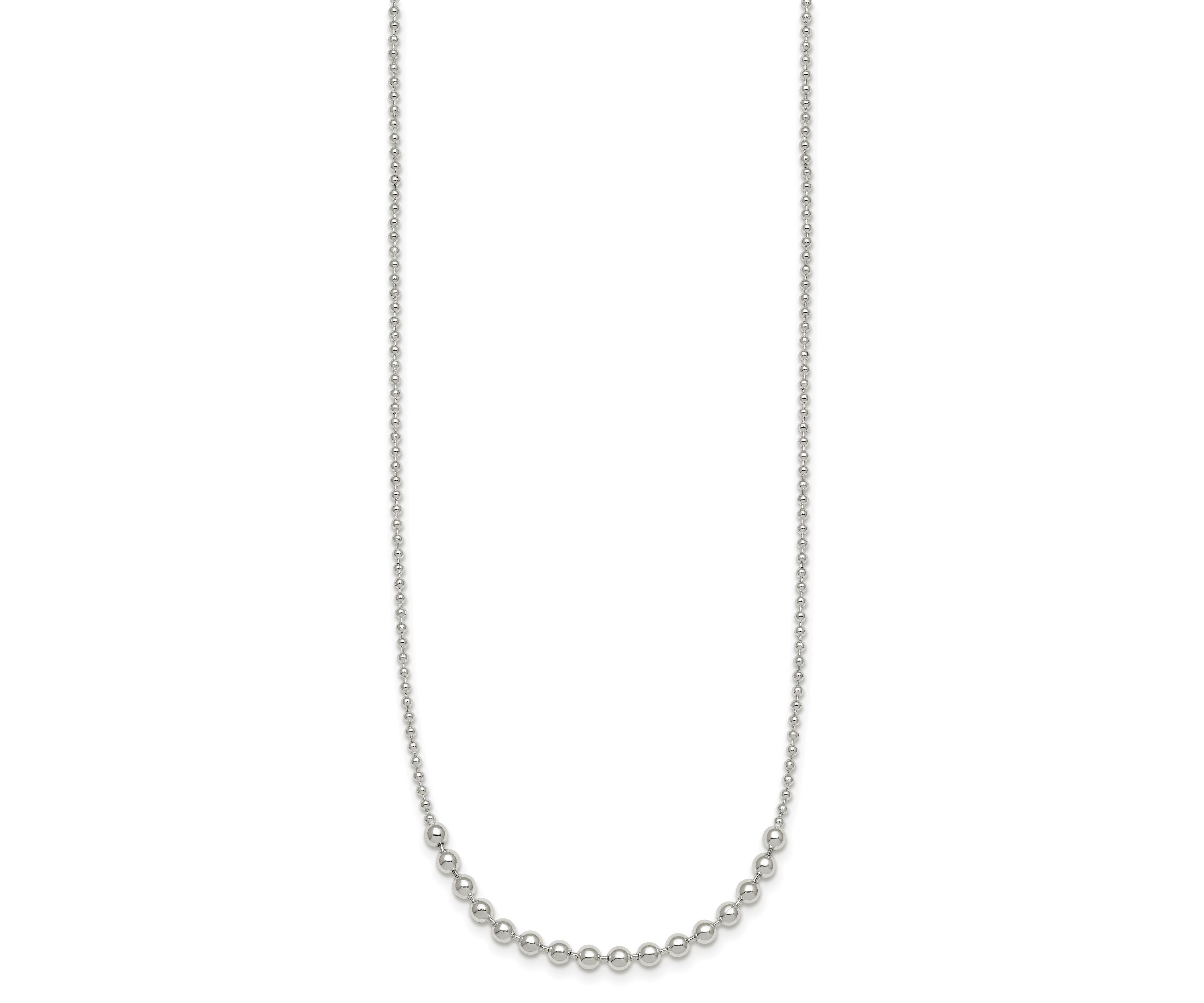 Sterling Silver Polished Beaded 18-inch Necklace