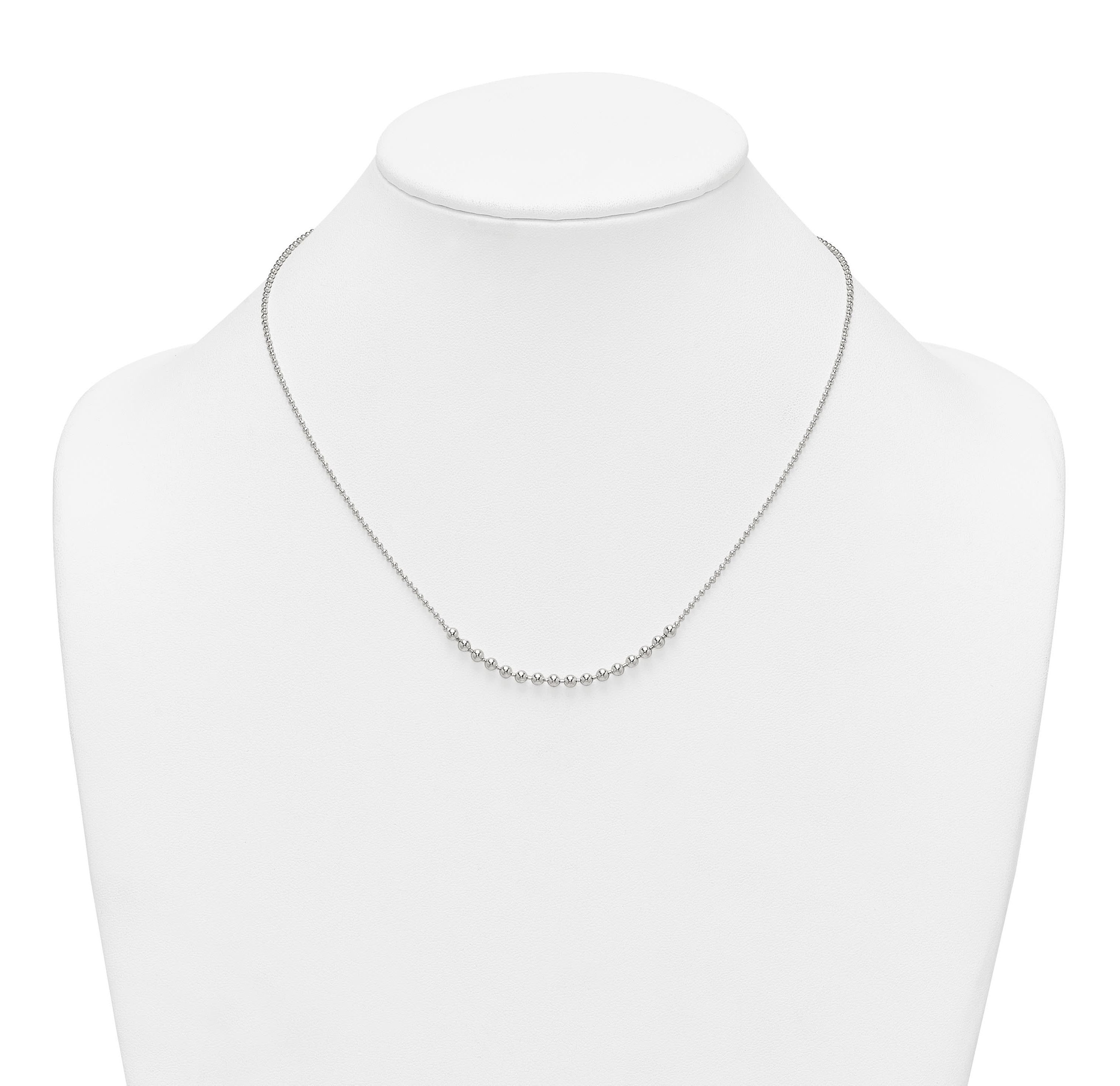 Sterling Silver Polished Beaded 18-inch Necklace