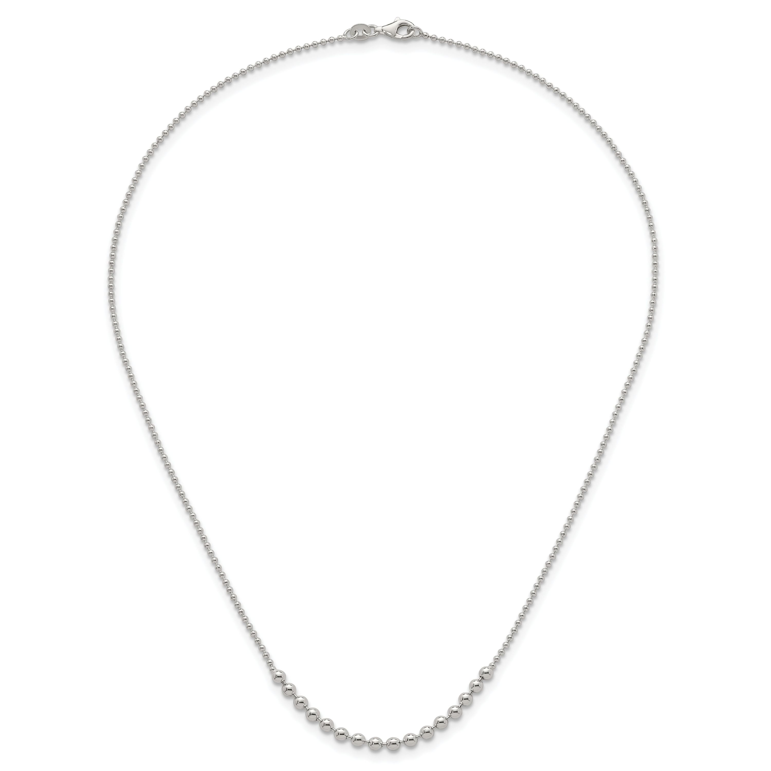 Sterling Silver Polished Beaded 18-inch Necklace