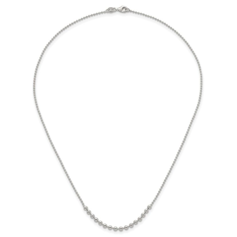 Sterling Silver Polished Beaded 18-inch Necklace