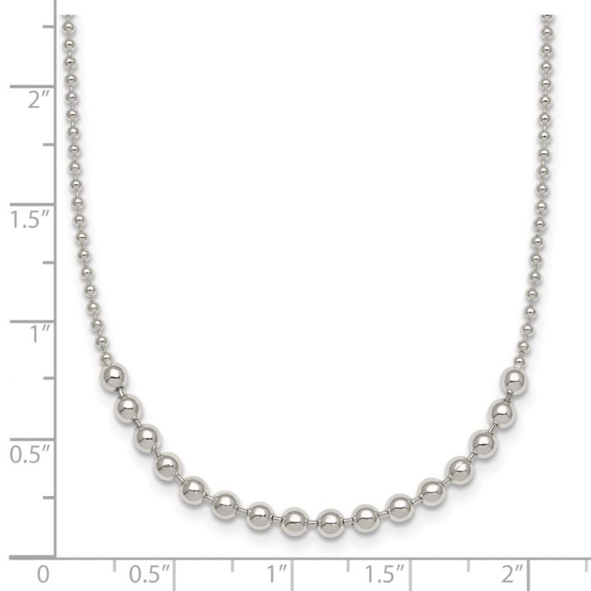 Sterling Silver Polished Beaded 18-inch Necklace